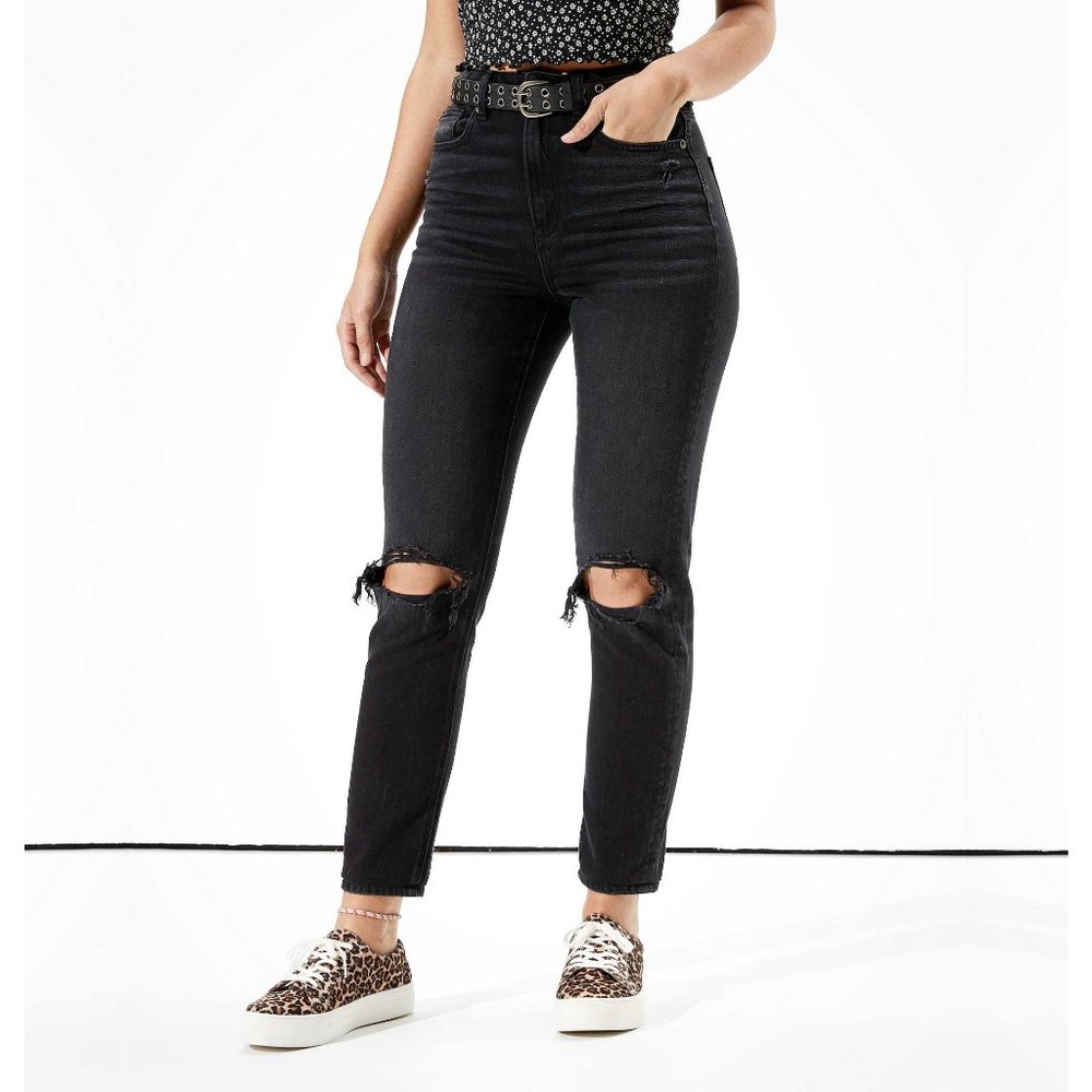 American Eagle Ripped Mom Jean with Comfort Stretch Waistband